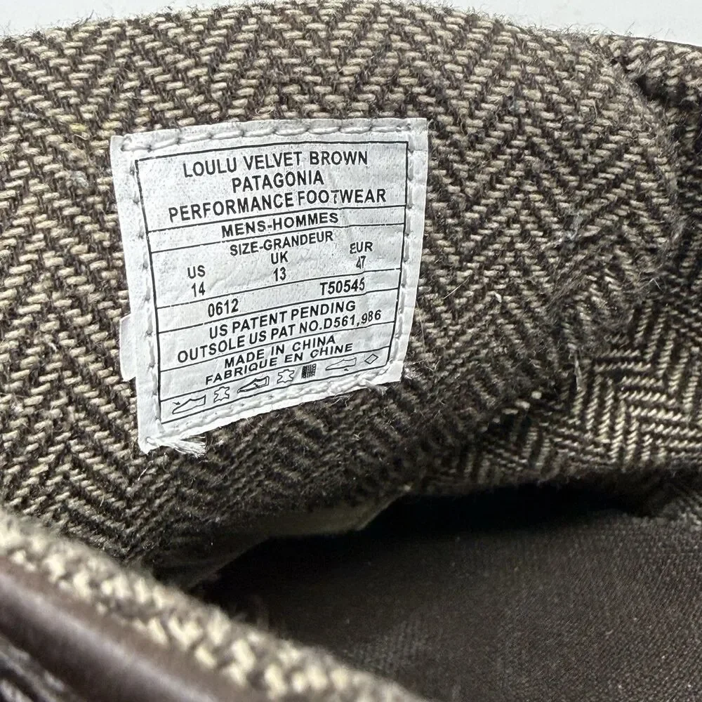 Patagonia Loulu Shoes Mens 14 Brown Leather Outdoor Walking Minimalist Lace Up